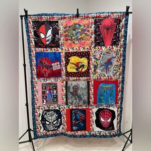 Spider-Man Tshirt blanket upcycled handmade one of a kind